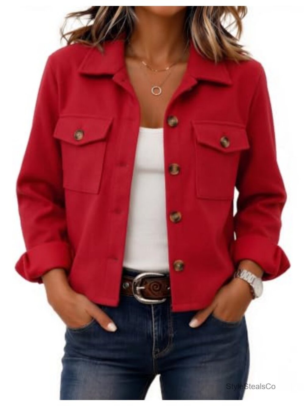 Cropped Plaid Flannel Shacket Jacket for Women, Fall Winter